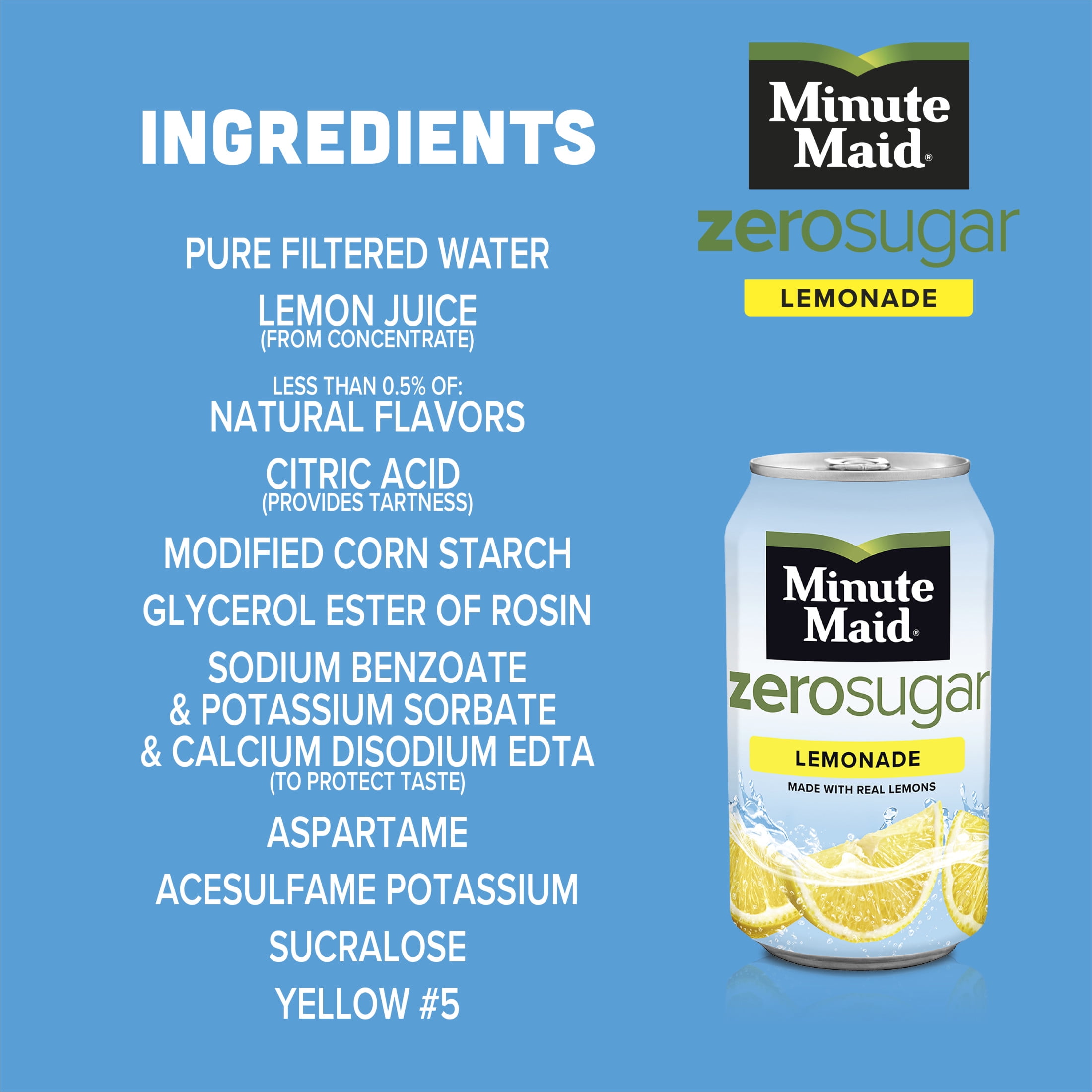 Minute Maid Zero Sugar Lemonade Fridge Pack Cans, 12 fl oz, 12 Pack