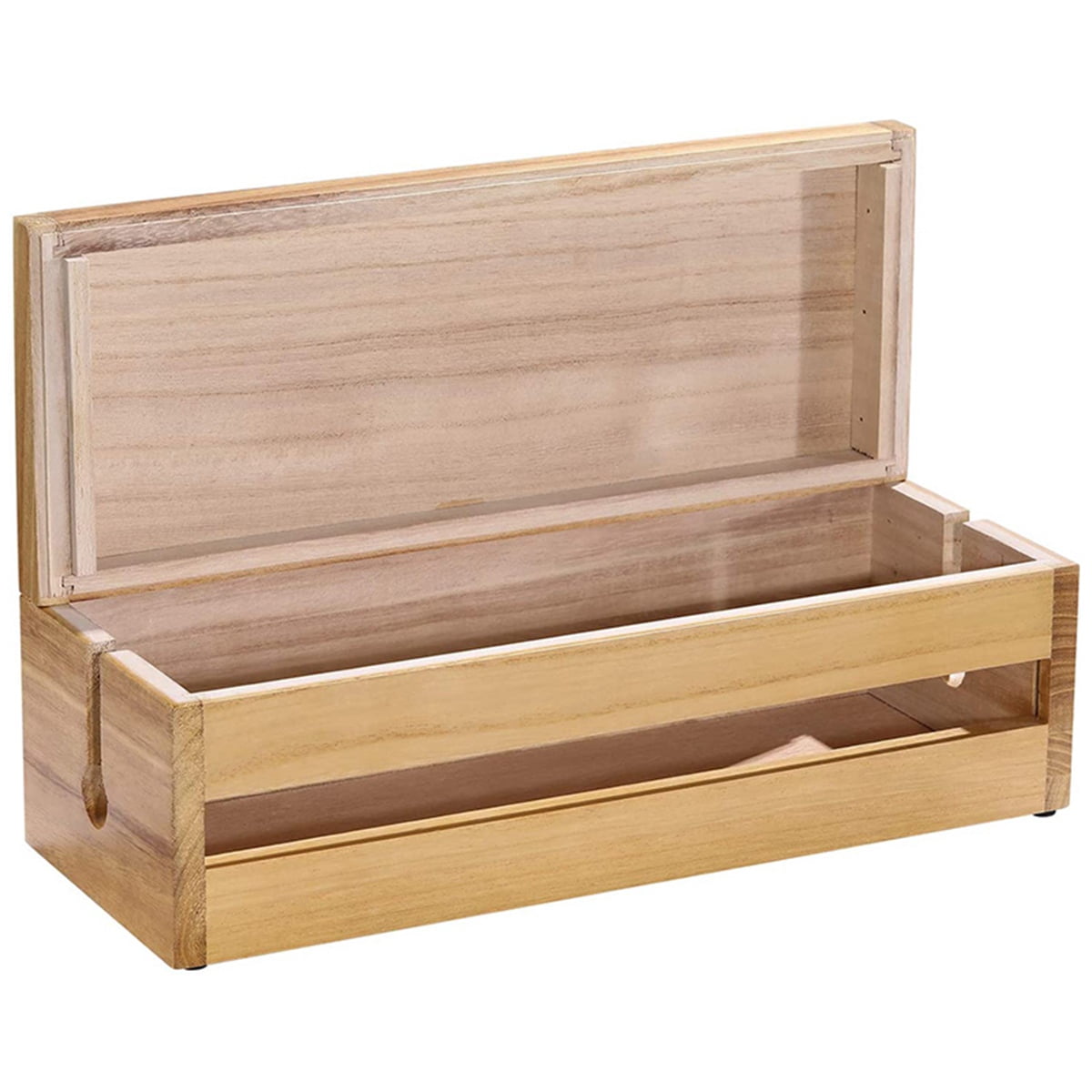 2 Pcs Cable Management Box Wooden Cord Organizer Box for Extension Cord Power-Wood Color & Coffee Color