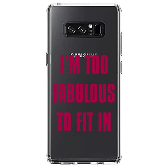 DistinctInk Clear Shockproof Hybrid Case for Samsung Galaxy Note 8 - TPU Bumper Acrylic Back Tempered Glass Screen Protector - I'm Too Fabulous to Fit In