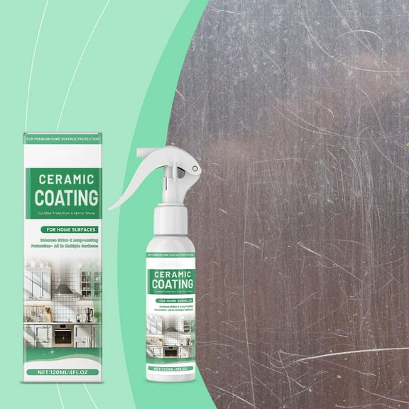 Ceramic Coating Spray 120ml, Indoor Tile Cleaning and Polishing Wax, Strong Adhesion and Long-Lasting Protection, Stain Resistant, Multi-Surface Gloss Enhancer for Home Appliances and Furniture