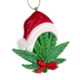 thumbnail image 2 of Kurt Adler A1948 Cannabis Leaf with Santa Hat for Personalization Hanging Ornament, 2 of 7