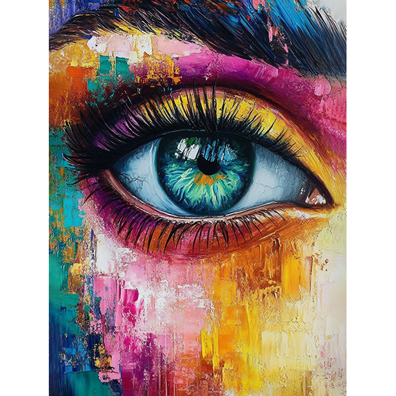 Abstract Colorful Eye Canvas Wall Art Painting，Suitable for Living Room，Bedroom，Office，Bathroom，and Kitchen Decoration.