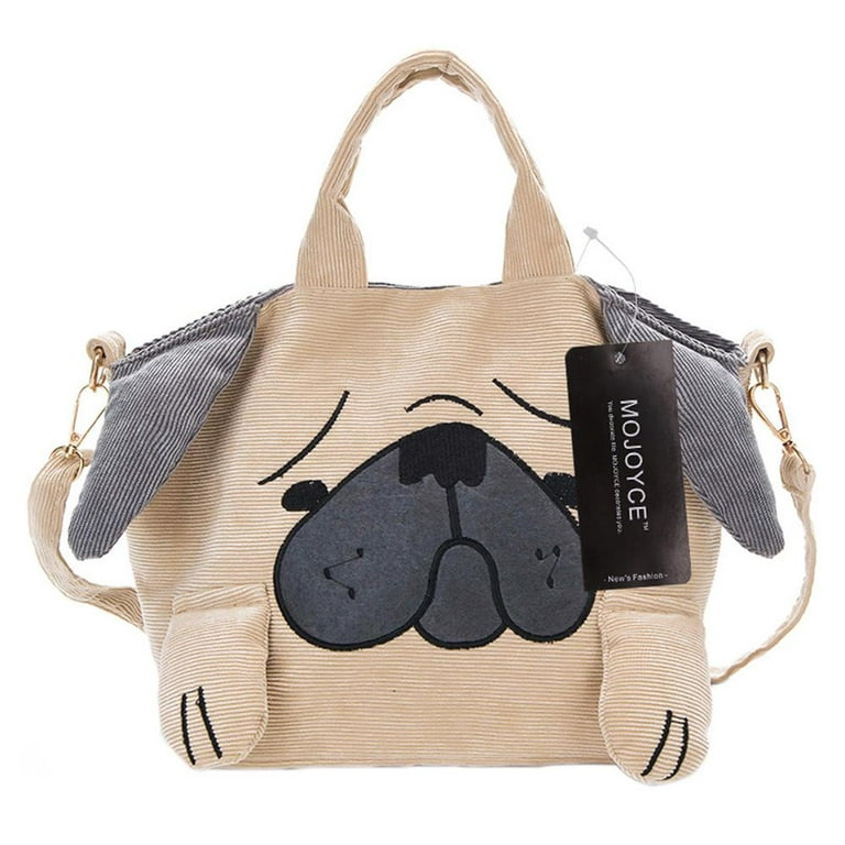 Yucurem Cartoon Sad Dog Shaped Shoulder Bag, Large Corduroy Messenger Bag for Travel School, Girl's, Size: 1 Pack