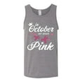 thumbnail image 2 of Wild Bobby In October We Wear Pink Crown Breast Cancer Awareness Men Tank Top, Heather Grey, Medium, 2 of 6