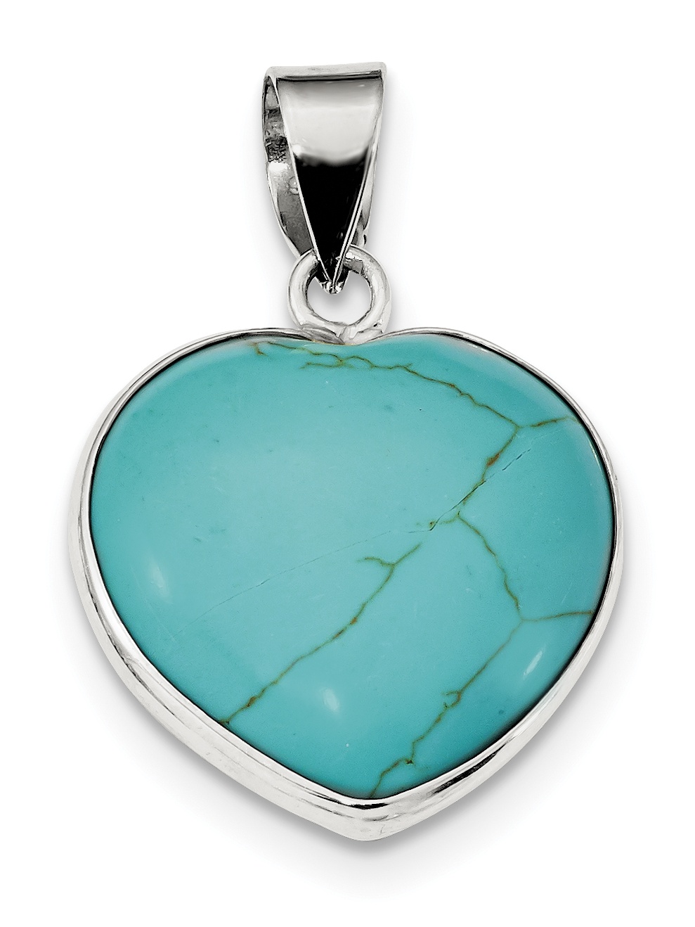 German Silver/Turquoise Mega Heart Pendant