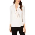 thumbnail image 1 of Blusa con Cuello Anudado Anne Klein Mujer Blanca Grande Pull-over, 1 of 1