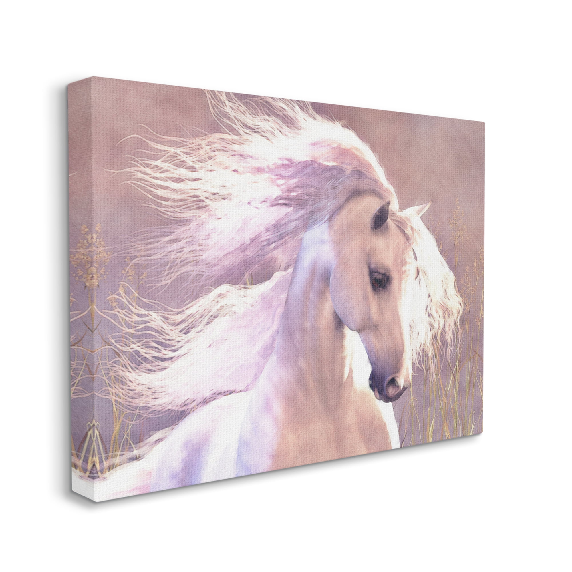 Stupell Industries White Horse in Nature Animals & Insects Painting Gallery Wrapped Canvas Art Print Wall Art, 30 x 24