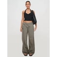 thumbnail image 4 of Low Rise Baggy Pants for Women Adjustable Waisted Wide Leg Boyfriend Pants Vintage Straight Loose Trousers Dark Gray S, 4 of 9
