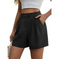 thumbnail image 2 of Airmenty Women's Summer Dressy Casual Elastic Waist Wide Leg Suit Tailored Shorts Comfy Elagant Work Trouser Shorts with Pocketsts, 2 of 7