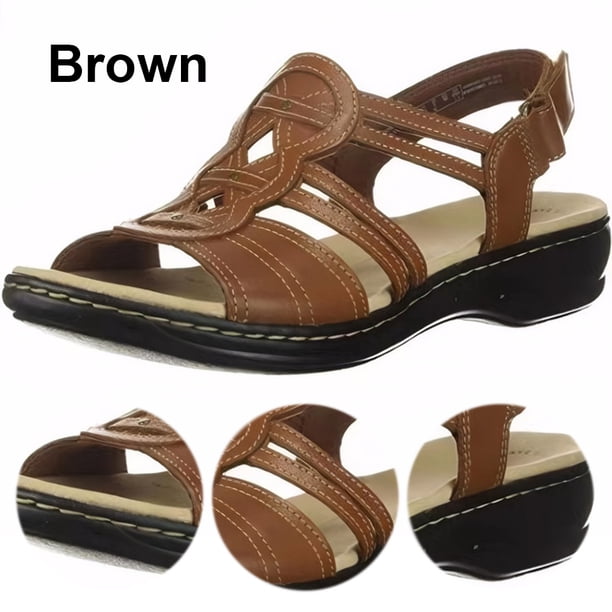 Sandalias Cuña Baja Planas Ahuecadas Punta Abierta Cómoda para Mujer