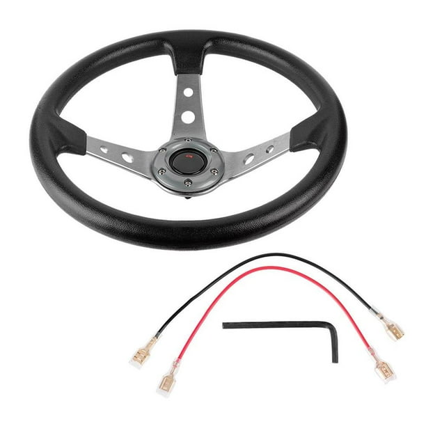 Universal Aluminio Pu Cuero Car Sport Racing Drift Volante Plata 14In 350Mm Monstrate VI003148-00