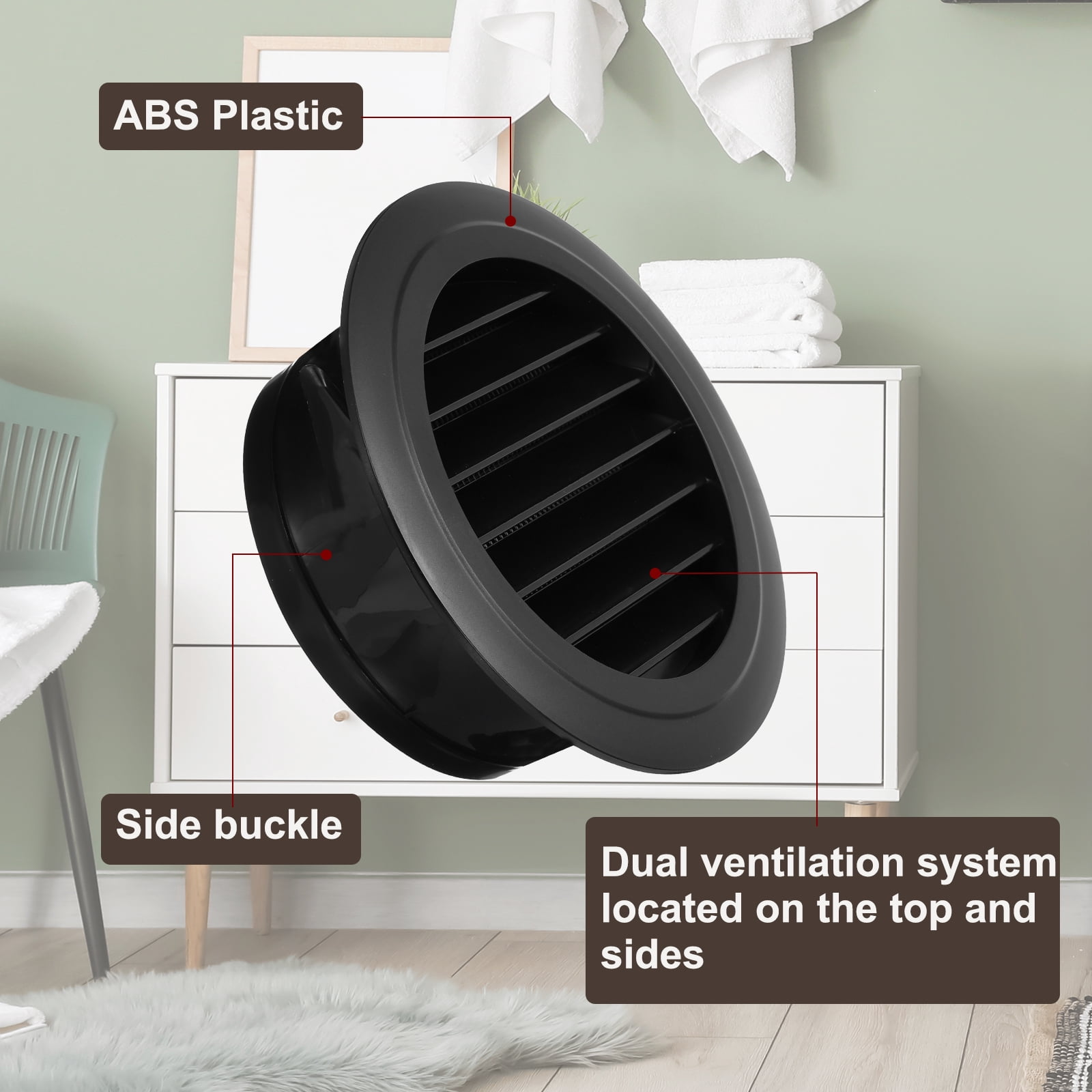 Uxcell Round Air Vent Cover Soffit Vents ABS Ceiling Vent Covers Air Vent Louver for Living Room Greenhouse 6 Inch