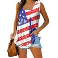 thumbnail image 2 of Wycnly 4th of July Tank Top for Women Casual Pleated Hem Patriotic Shirts Independence Day Tunic Vest Summer American Flag Print Square Neck Sleeveless Fashion Blouses Red s, 2 of 4