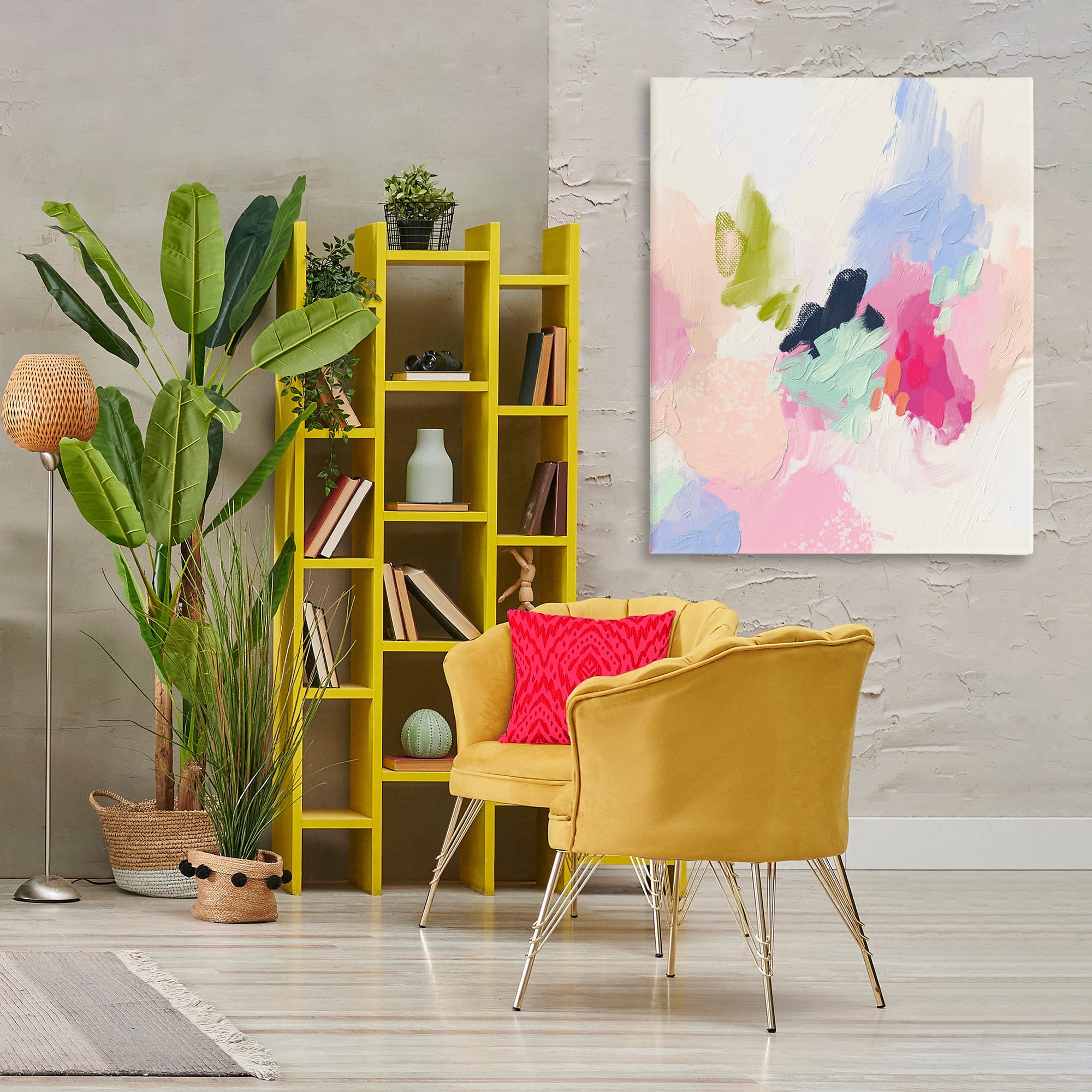 Stupell Industries Pastel Abstract Paint Strokes Abstract Painting Gallery Wrapped Canvas Art Print Wall Art, 36 x 48