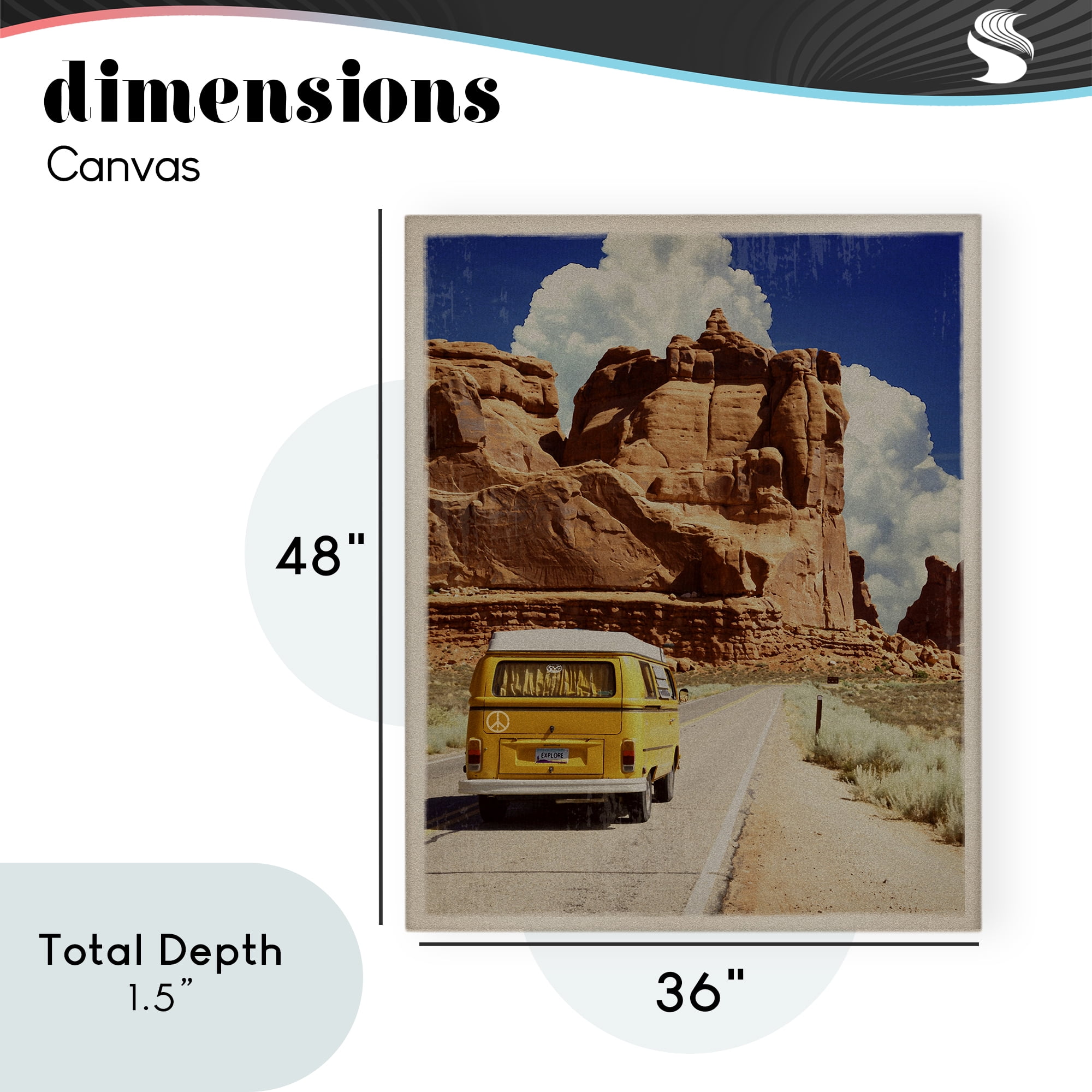 Retro Desert Adventure Canvas Wall Art, design by Old Red Truck