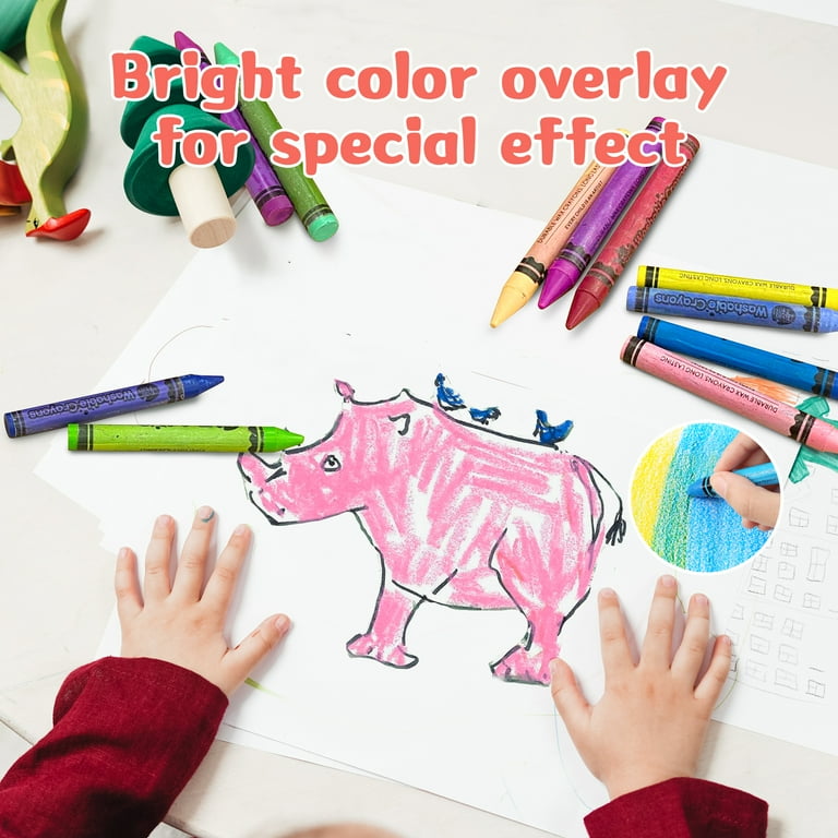 NEW! Jumbo Crayons for Toddlers, 16 Colors Non Toxic Crayons, Easy