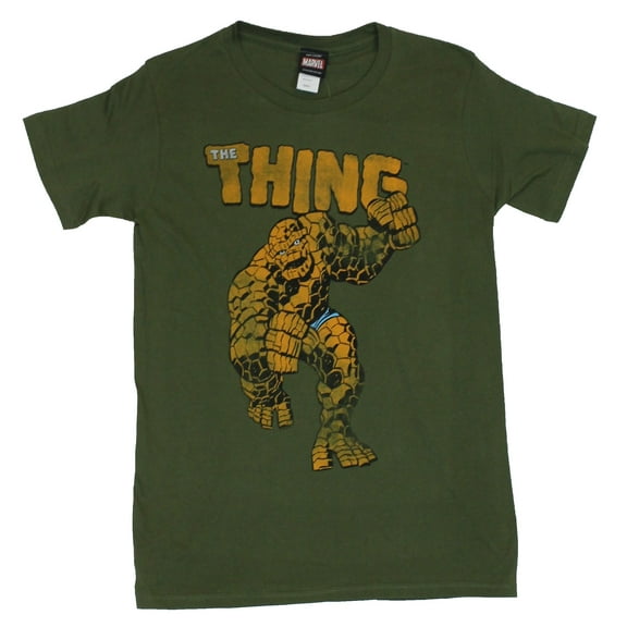 The Thing Mens T-Shirt- Charging Distressed Fantastic Four Member Image (X-Small)