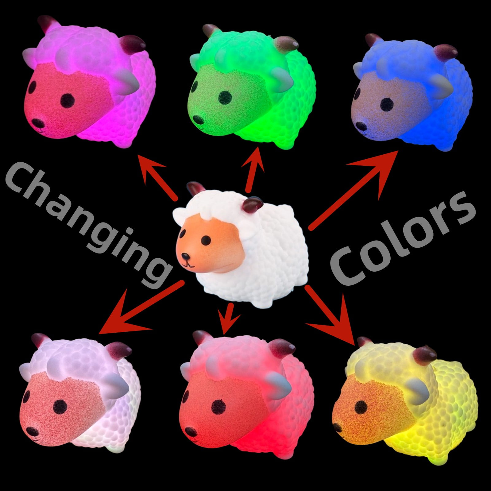 6 Color Changing LEDs Solar Pink Face Sheep Wind Chimes Lights Gift for Mom, Festival, Patio, Garden, Outdoor Farmhouse Decoration