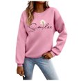 thumbnail image 2 of Wancir Sweatshirts Smile Crewneck Sweatshirt Smile Fashion Casual Letter Print Long Sleeve Shirt Pullover Tops, 2 of 4