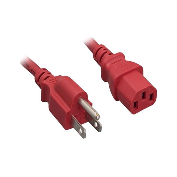 Nippon Labs 18 AWG Red Standard Power Cord NEMA 5-15P to C13, NEMA5-15P/IEC320 C13, SJT, 10A, 125V, 3ft.