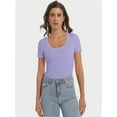 thumbnail image 2 of Women's T Shirts Short Sleeve Scoop Neck Basic Going Out Tops Fashion Slim Fit Tee, 2 of 6