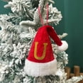 thumbnail image 5 of Luoshdecor 7.2in Monogram Christmas Santa Hats Tree Hanging, Red Velvet Hat with Gold Embroidered Letter Hats Letter Xmas Tree Decorations for Family Holiday Decor(U), 5 of 8