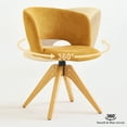 thumbnail image 5 of GrandNoor Mid Century Modern Swivel Accent Chair with Solid Wood Legs, Home Office Desk Chair No Wheels, Makeup Chair for Vanity, Upholstered Chair for Bedroom, Yellow, 5 of 10