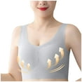 thumbnail image 6 of Riecok Womens Bra Wirefree Push Up Ladies Traceless Comfortable No Steel Ring Breathable Gathering Bra Woman Underwear Daily Bralette Breathable Wide Strap Basic Bra 5XL Gray, 6 of 7