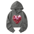 thumbnail image 4 of Mifsaly Women Valentines Day Crop Sweatshirt Drawstring Long Sleeve Heart Print Hoodie Girlfriend Gifts Hooded Cropped Tops Casual Loose Blouse Ladies Spring Fall Loungewear XL, 4 of 6