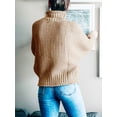 thumbnail image 4 of PrettyGuide Women's Oversized Sweater Batwing Sleeve Cable Knit Loose Chunky Turtleneck Sweater XL Khaki, 4 of 7