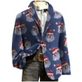 thumbnail image 3 of oelaio Mens Christmas Corduroy Blazer Jacket Xmas Print Sport Coat Slim Fit Business Office Blazers with Pockets Purple XXXXL, 3 of 8