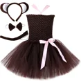 thumbnail image 2 of Disfraz de mono para niña, vestido de tutú marrón, ropa de fiesta de jungla, disfraces de animales de lujo para Halloween y carnaval, 2 of 5