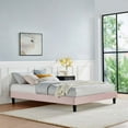thumbnail image 2 of Platform Bed Frame, Full Size, Velvet, Pink, Modern Contemporary Urban Design, Bedroom Master Guest Suite, 2 of 5