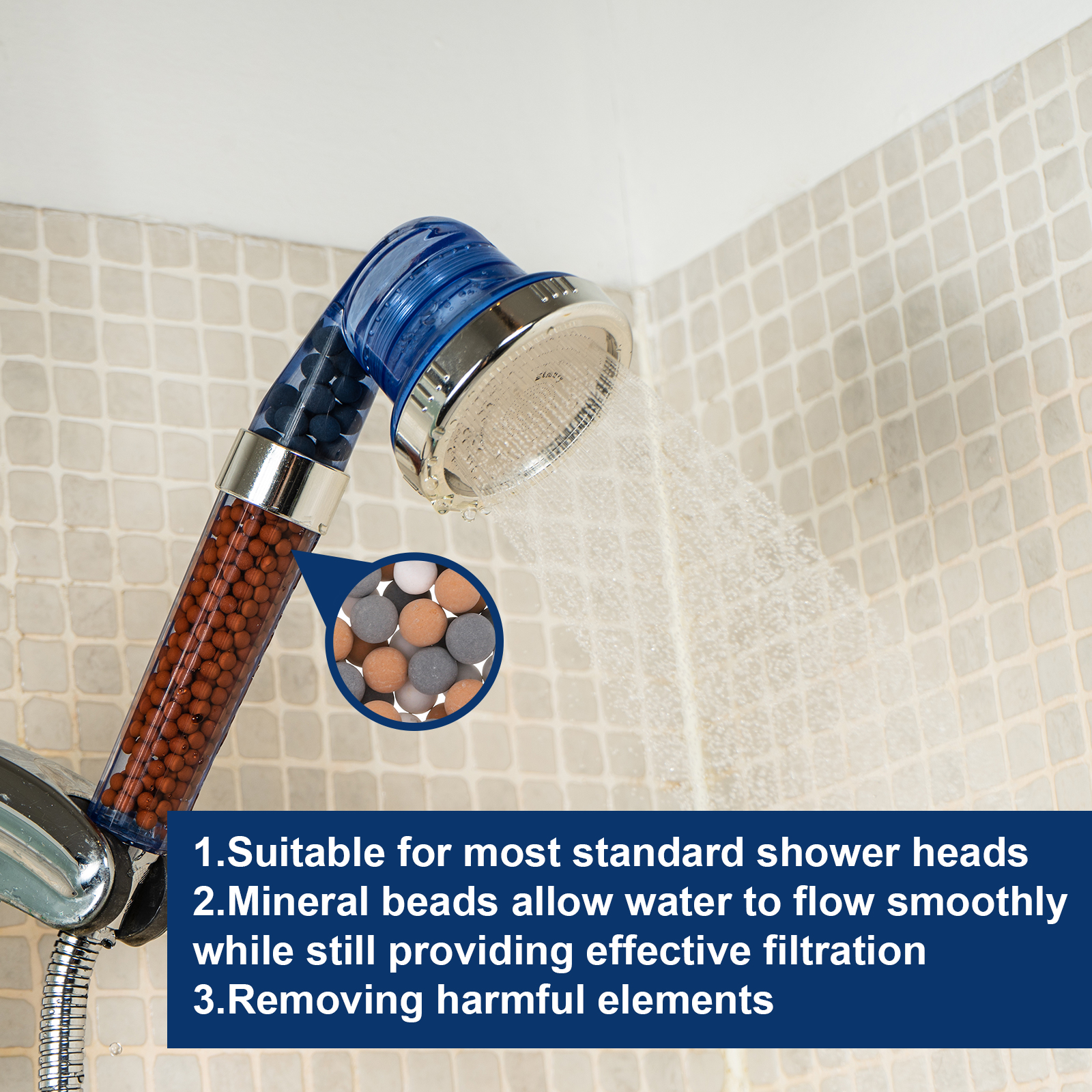 Unique Bargains 7Pcs Replacement Shower Head Bead for Filtration 0.28"-0.31"