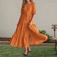 thumbnail image 4 of Siilsaa Dresses for Women 2024 Casual Spring Women Short Sleeve Loose Plain Casual Long Maxi Dresses Orange,2XL, 4 of 5