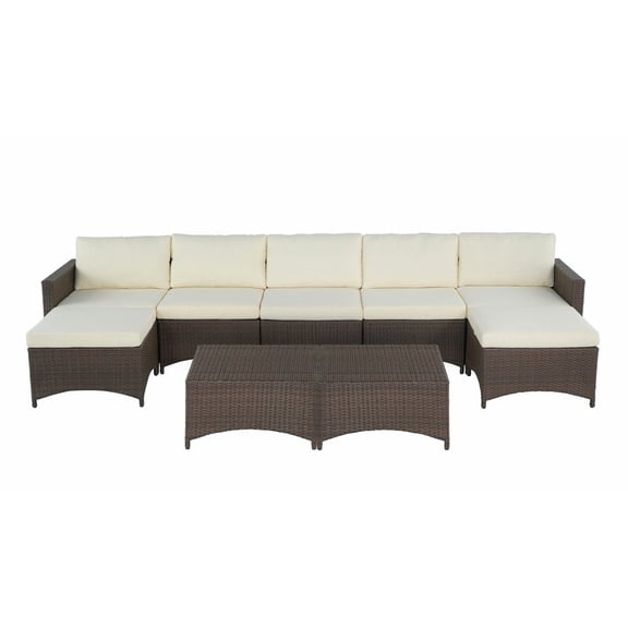 Studio Shine Collection Modular Extended Sofa with Ottoman and Coffee Table set