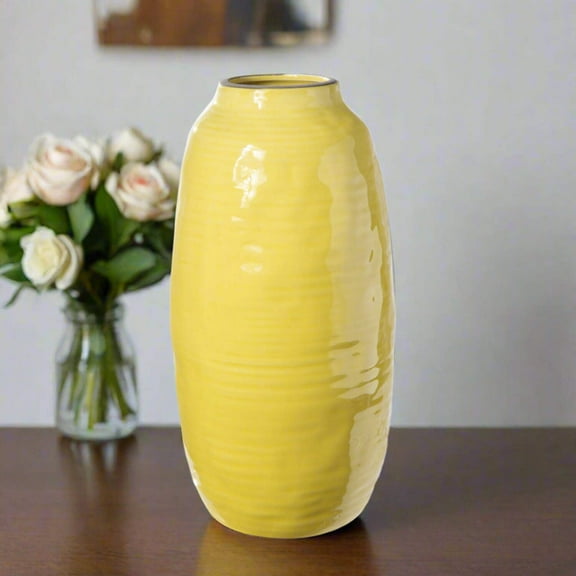 Sylvie Ceramic Tall Ribbed Vase