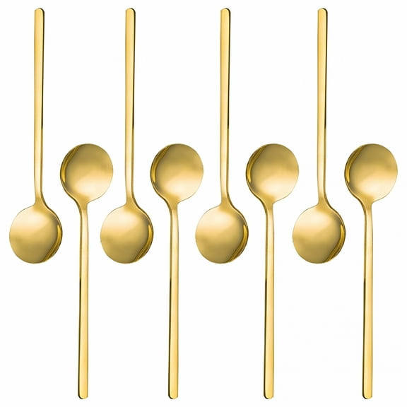 ACDANC Gold Plated Stainless Steel Espresso Spoons, Mini Teaspoons for Coffee, Dessert, Cake, Ice Cream, 5.3 In, Pack of 8