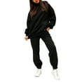 thumbnail image 2 of Gomelly Women Sweatsuits Plain Two Piece Outfit Elastic Waist Pants Jogger Set Ladies Loose Fit Gym Lounge Sets Long Sleeve Black XL, 2 of 7