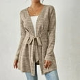thumbnail image 4 of Women's Belted Cardigan - Tie Front Long Sleeve Open Front | Trendy Fall Cover Up Lightweight Office to Lounge Layer Minimalist, 4 of 9