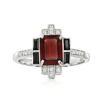 Ross-Simons 1.80 Carat Garnet and .30 ct. t.w. Multi-Gem Ring in Sterling Silver, Women's, Adult