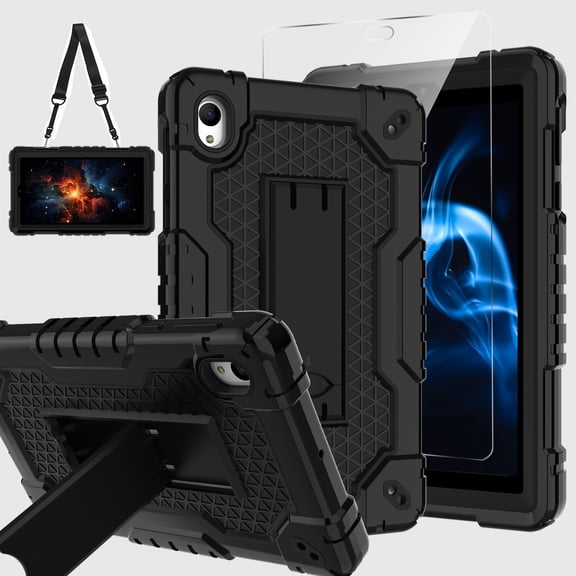 SOATUTO for Onn. 7-inch Gen 4 (4th Generation) (Model: 100135924) Tablet Case Built in Kickstand Heavy Duty Protective Case with Screen Protector for Onn 7 2024 Gen 4 Tablet (Black/Black/1 PC)