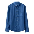 thumbnail image 2 of Plus Size Men's Corduroy Casual Button Down Long Sleeve Shirt Lapel Solid Pocket Fashion Business | JASKFLY,Dark Blue 2XL, 2 of 8