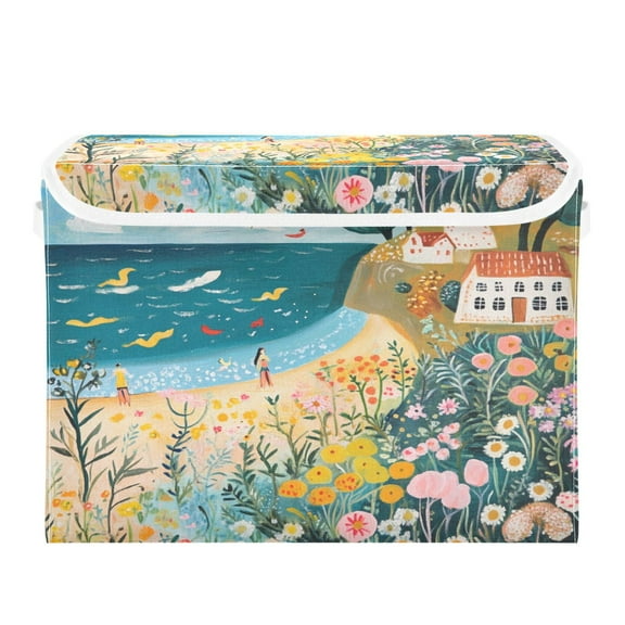 Storage Box With Lid 16.5x12.6x11.8In Foldable Stacked Household Storage Box Super Sea