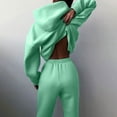 thumbnail image 2 of CILENON Conjuntos De 2 Piezas Para Mujer Women Solid Solor Casual Fashion Long Pants With Thick Long Sleeve Hoodie Suit Casual Outfits for Women Plus Size Sets Travel Outfit(Green,XL), 2 of 6