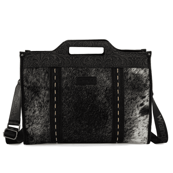Wrangler Western Large Tote Bag for Women Tooled Embossed Shoulder Crossbody Handbag, Black