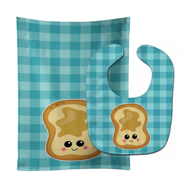 Carolines Treasures BB6843STBU Peanut Butter Toast Baby Bib & Burp Cloth