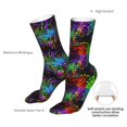 thumbnail image 5 of Glow In Dark Splatter Neon Mid Tube Crew Socks Calf sockings Fashion Casual Soft Stockings For Women Men, 5 of 7