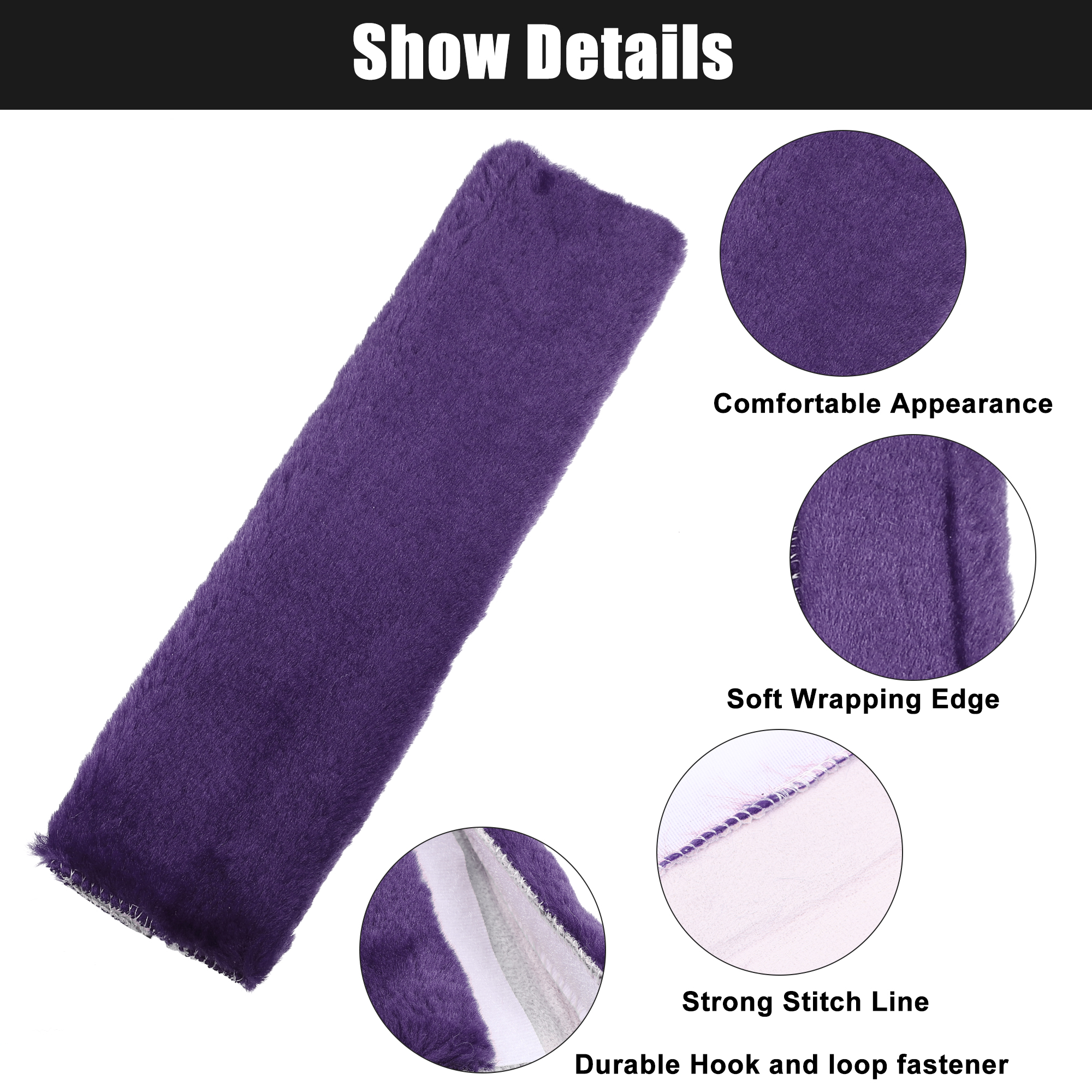 Unique Bargains 4 Pcs Plush Car Seat Belt Protector Pads Purple