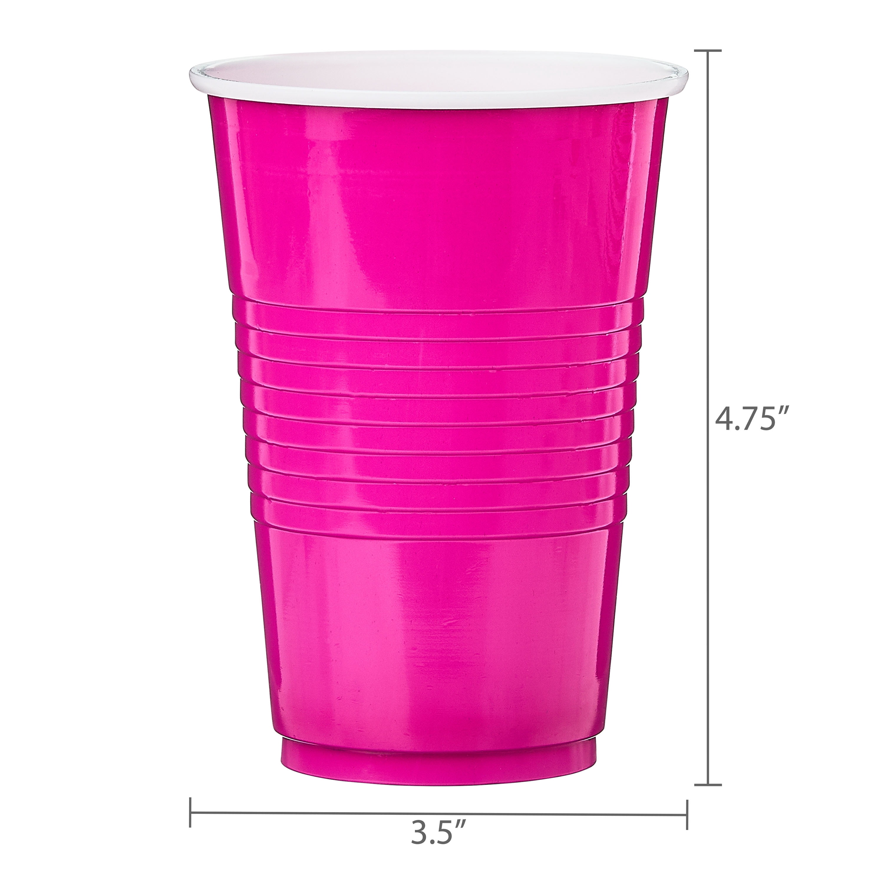 Plastic Disposable Party Cups, Hot Pink, 16 fl oz, 18 Pieces, by Way To Celebrate